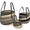 Signature Home Collection Set of 3 Cream White and Black Woven Storage Baskets 16"